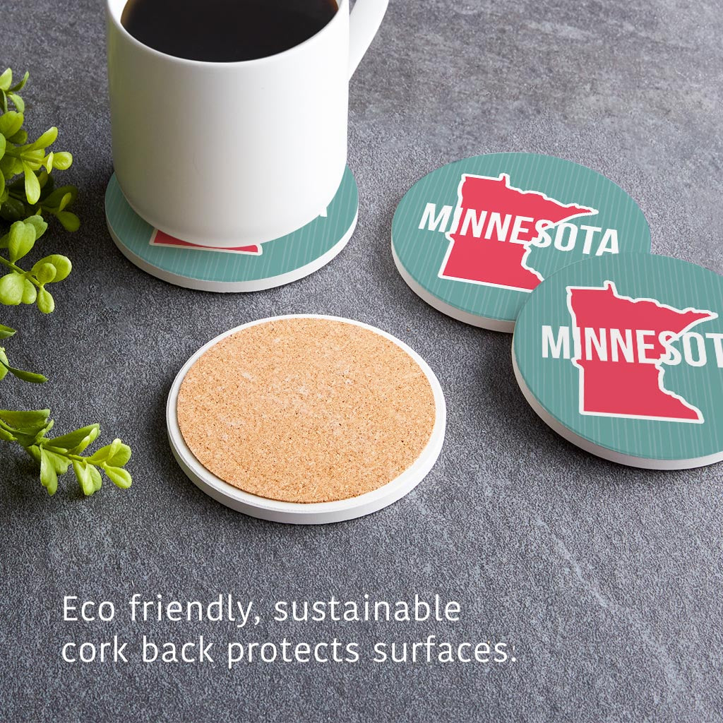 Boho Color State On Blue Minnesota | Absorbent Coasters | Set of 4 | Min 2