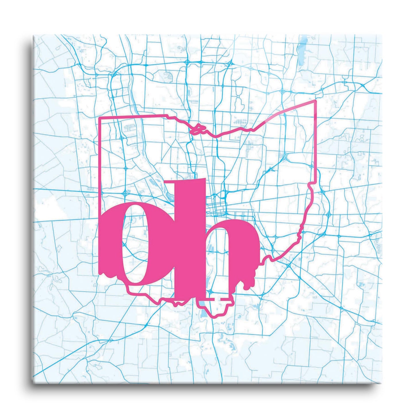 Bright Modern Abbreviated State Map Blue Ohio Columbus | Hi-Def Glass Art | Eaches | Min 1