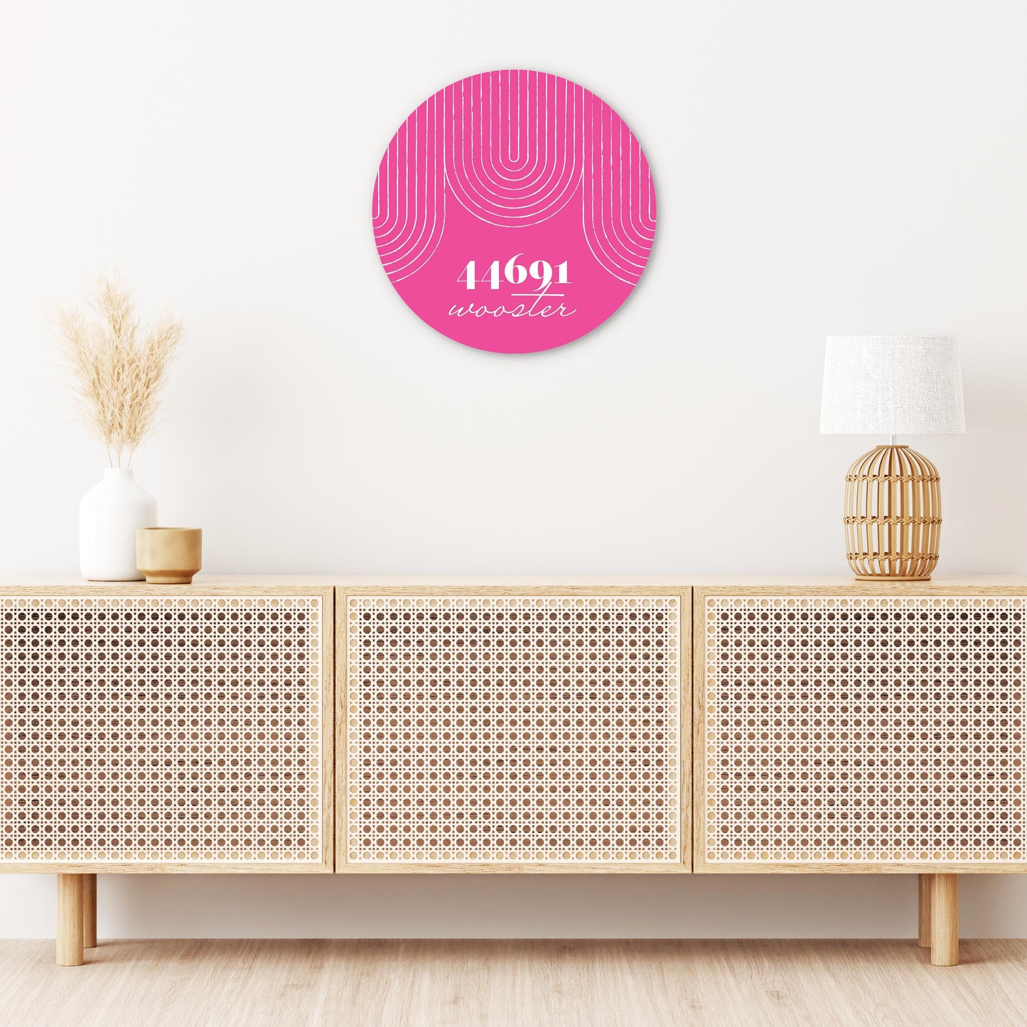 Bright Modern City Zip On Pink Ohio Wooster | Wood Sign | Eaches | Min 1