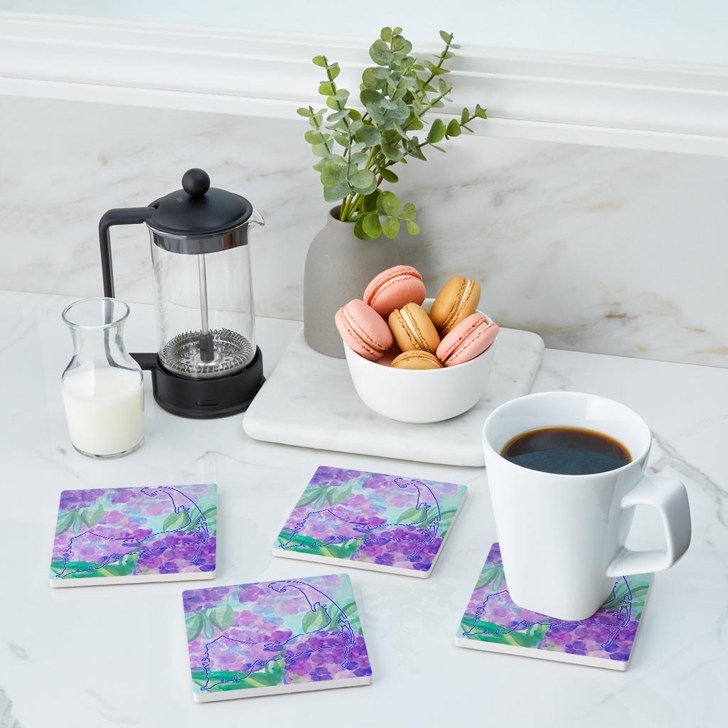 Watercolor Hydrangea | Absorbent Coasters | Set of 4 | Min 2