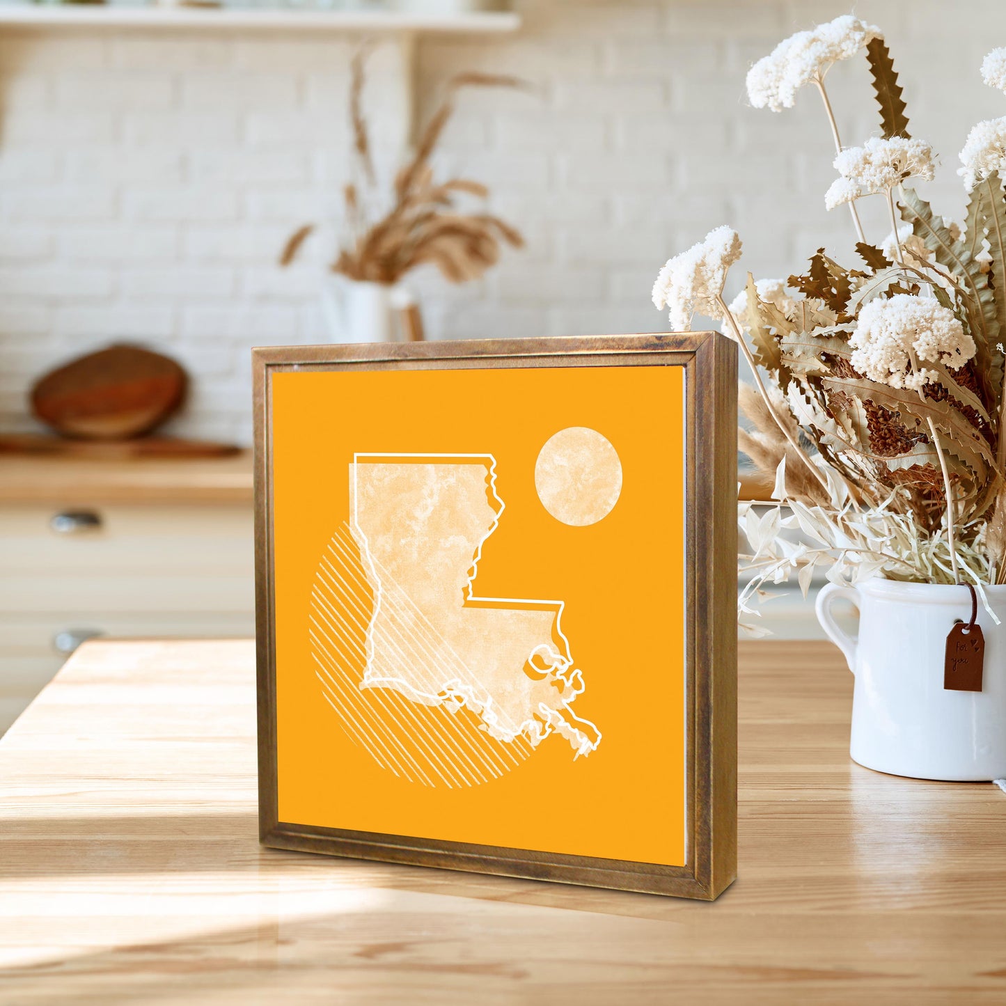 Bright Modern Geometric On Orange Louisiana | Wood Sign | Eaches | Min 1