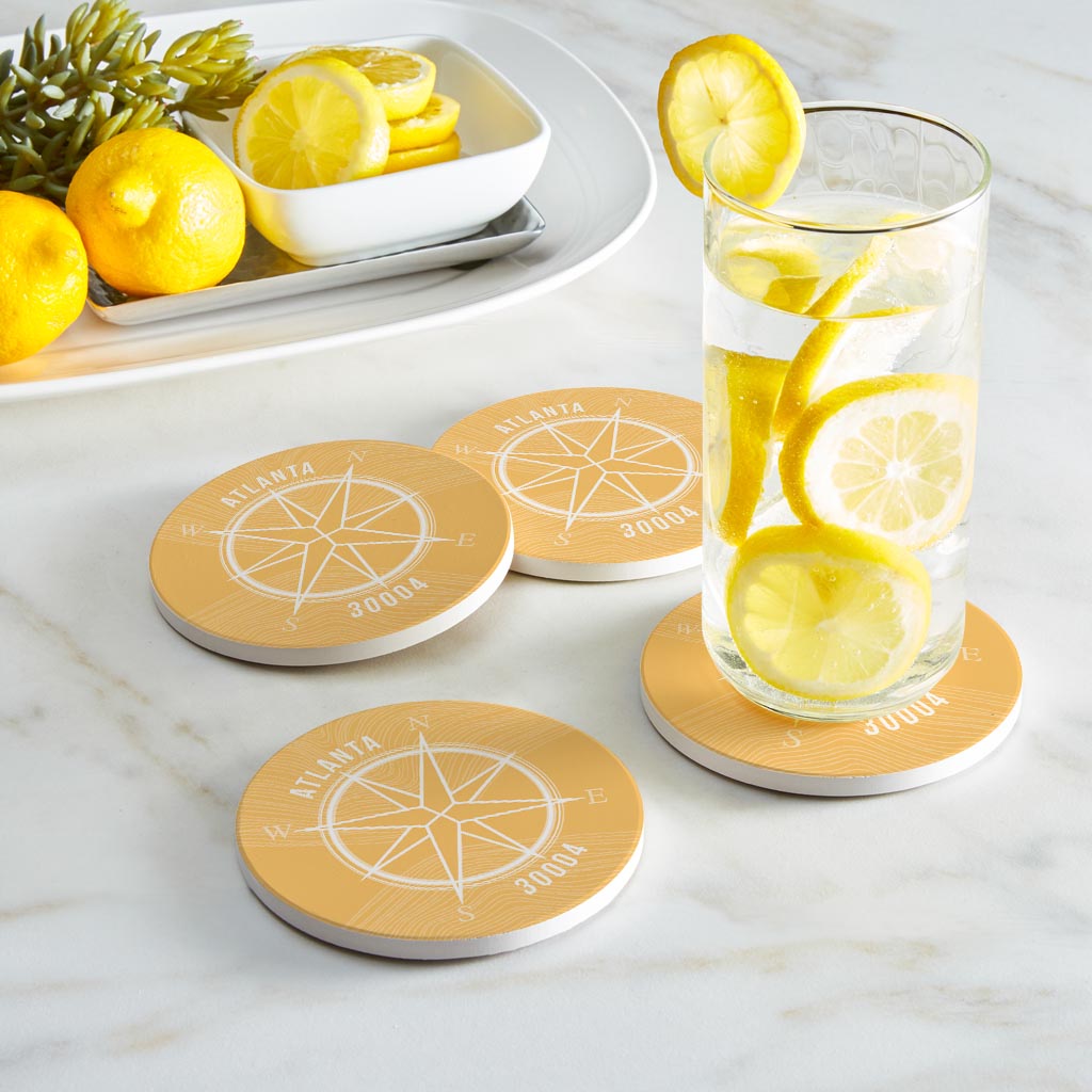 Boho Color Compass Zip On Yellow Georgia Atlanta | Absorbent Coasters | Set of 4 | Min 2