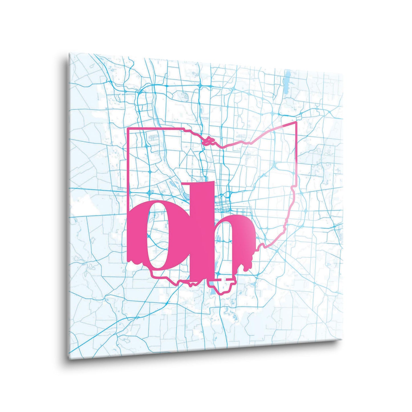 Bright Modern Abbreviated State Map Blue Ohio Columbus | Hi-Def Glass Art | Eaches | Min 1