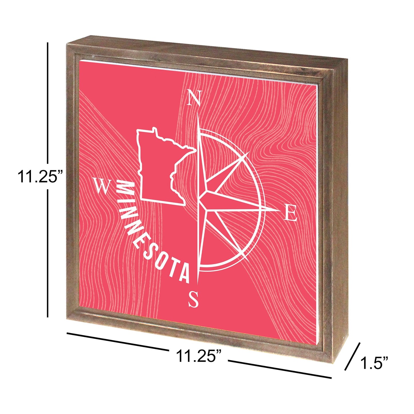 Boho Color Compass State On Pink Minnesota | Wood Sign | Eaches | Min 1