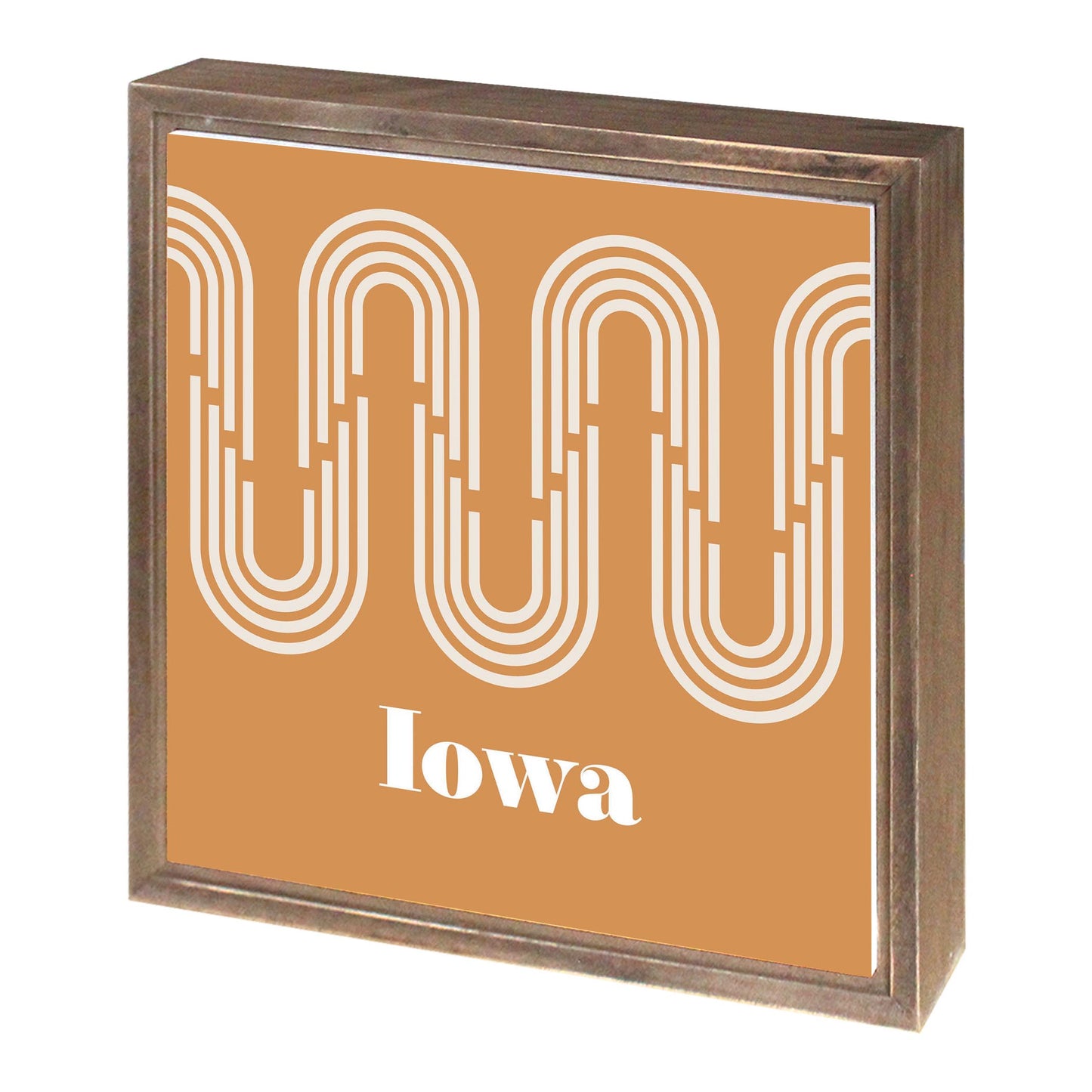 Vintage Groove Yellow Wave Lines Iowa | Wood Sign | Eaches | Min 1