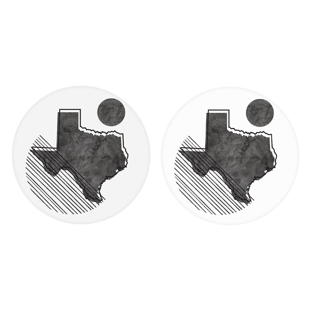 Black And White Geometric On White Texas | Absorbent Car Coasters | Set of 2 | Min 4