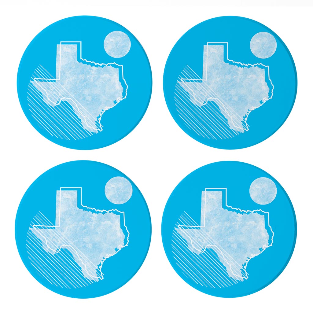 Bright Modern Geometric On Blue Texas | Absorbent Coasters | Set of 4 | Min 2