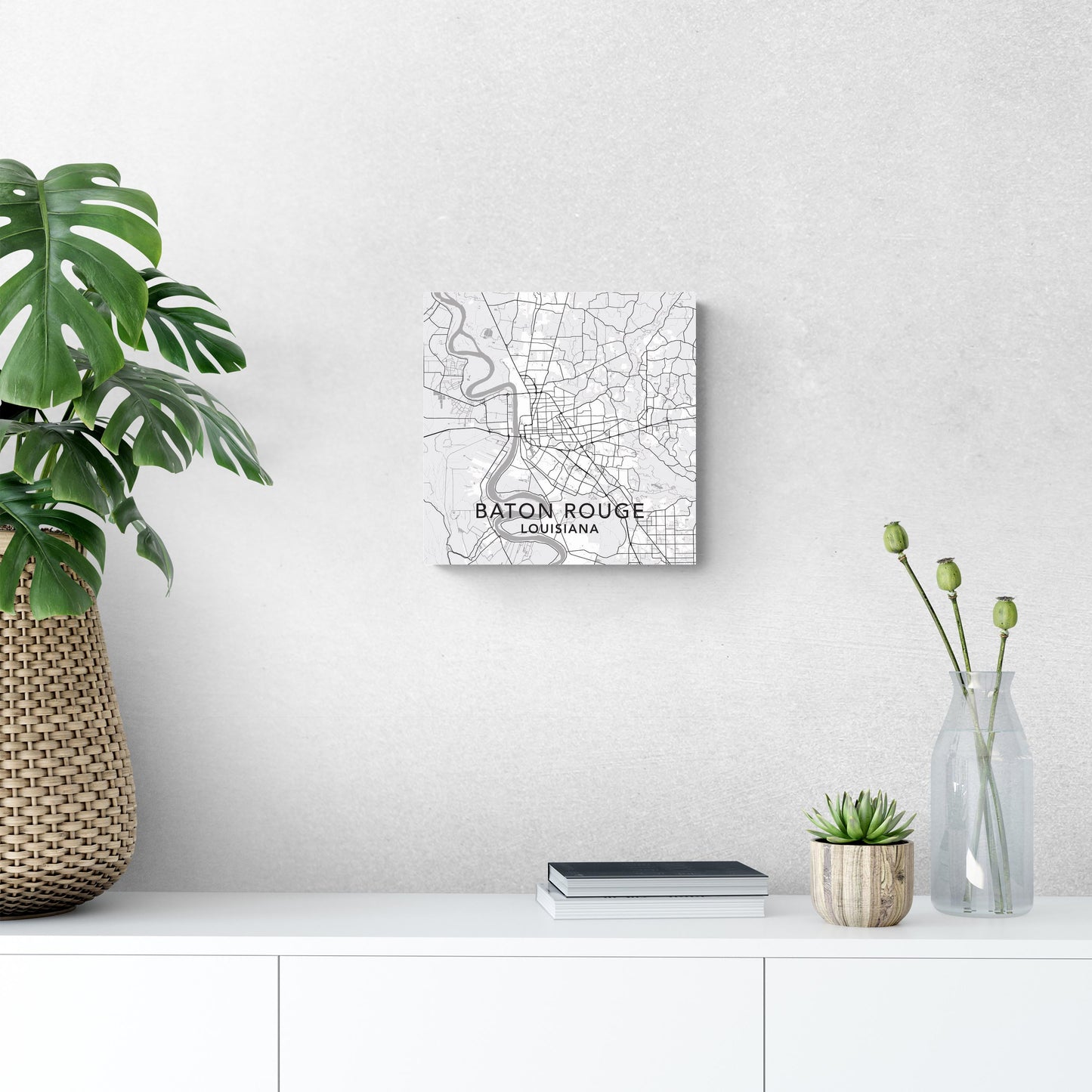 Minimalistic Baton Rouge White Map | Wood Sign | Eaches | Min 2