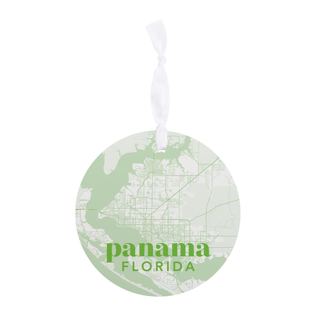 Bright Modern Green Map Florida Panama| Wood Ornament | Eaches | Min 6