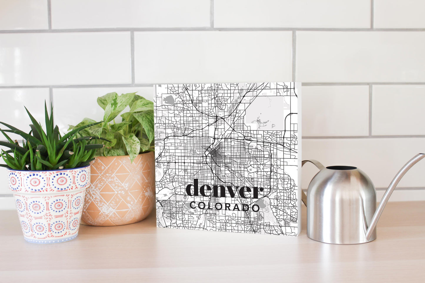 Black And White White Map Colorado Denver | Wood Block | Eaches | Min 2