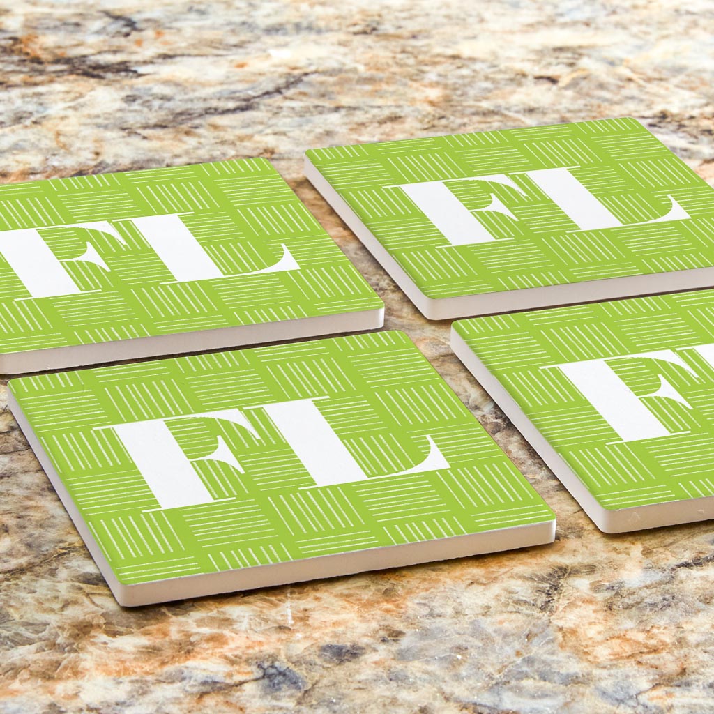 Bright Modern Abbreviated On Green Florida | Absorbent Coasters | Set of 4 | Min 2