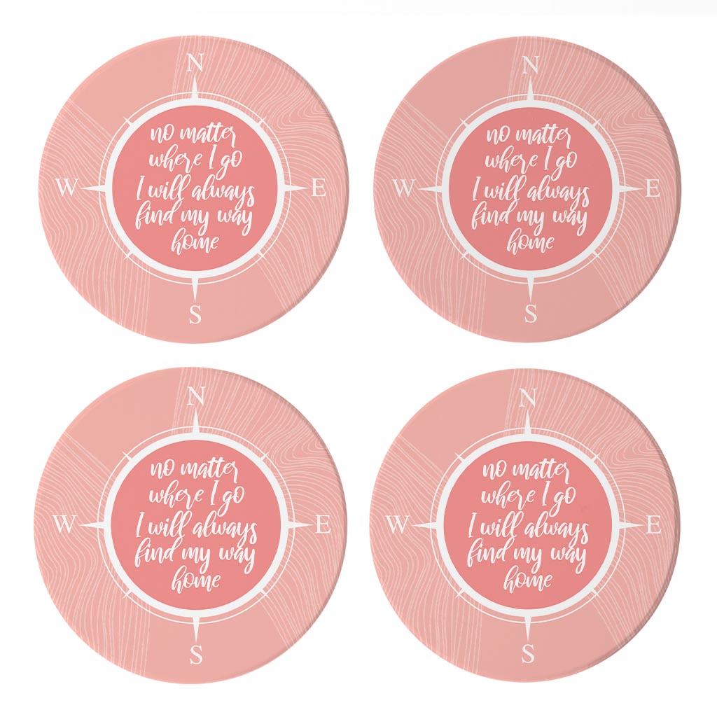 Boho Color Compass On Pink Quote | Absorbent Coasters | Set of 4 | Min 2