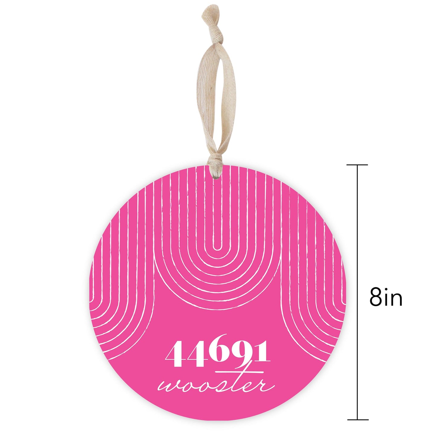 Bright Modern City Zip On Pink Ohio Wooster | Wood Ornament | Eaches | Min 1