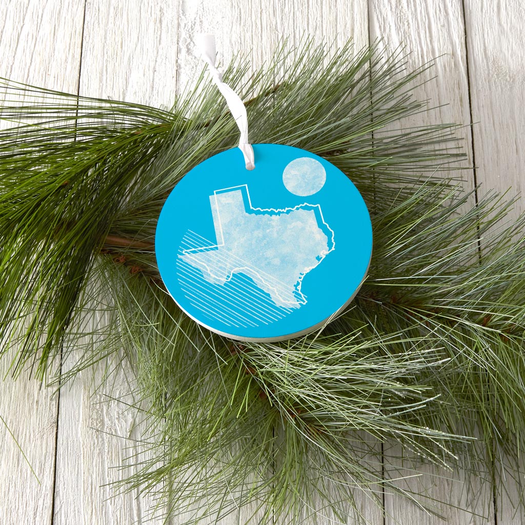 Bright Modern Geometric On Blue Texas| Wood Ornament | Eaches | Min 6