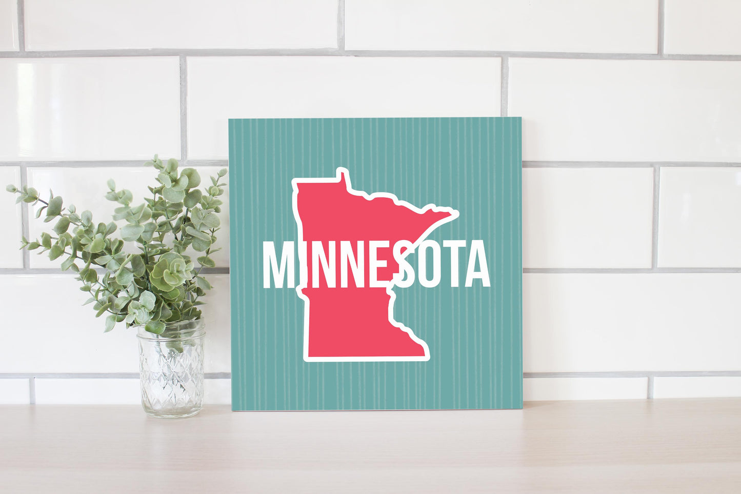 Boho Color State On Blue Minnesota | Wood Sign | Eaches | Min 2