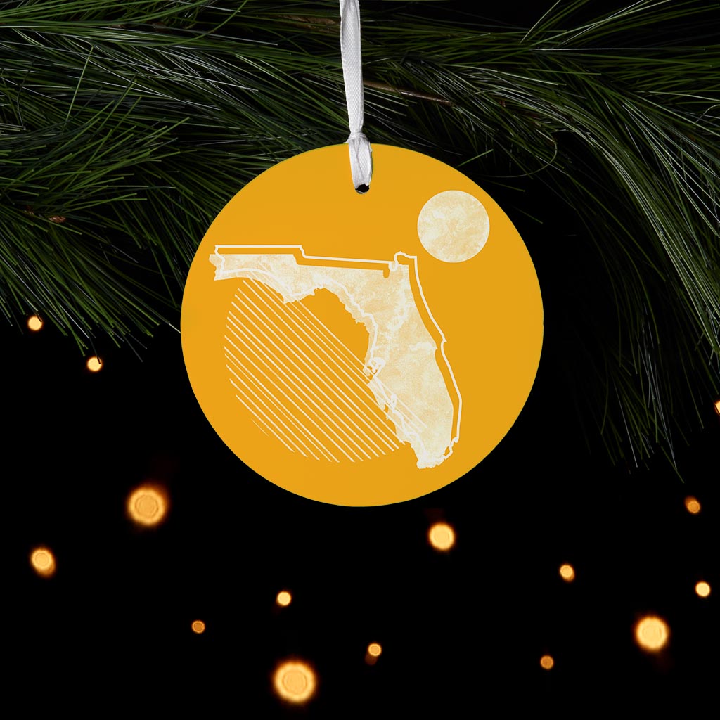 Bright Modern Geometric On Orange Florida| Wood Ornament | Eaches | Min 6