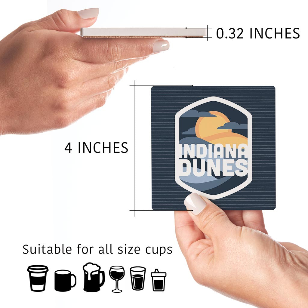 Indiana Dunes At Night Badge | Absorbent Coasters | Set of 4 | Min 2