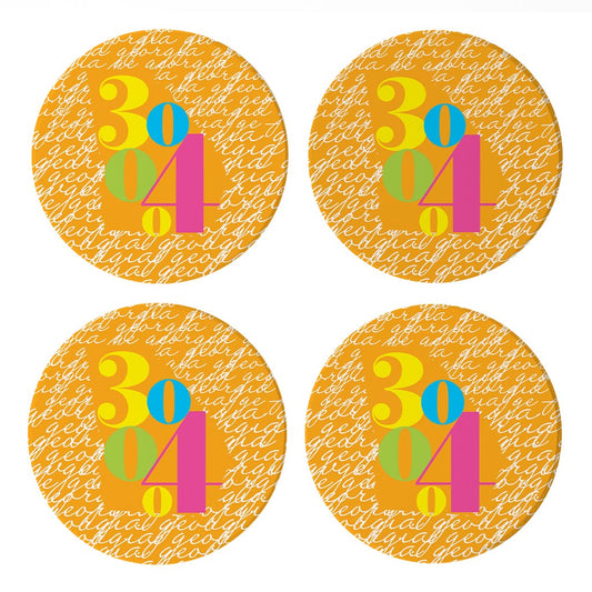 Bright Modern State Script Orange Georgia Atlanta | Absorbent Coasters | Set of 4 | Min 2