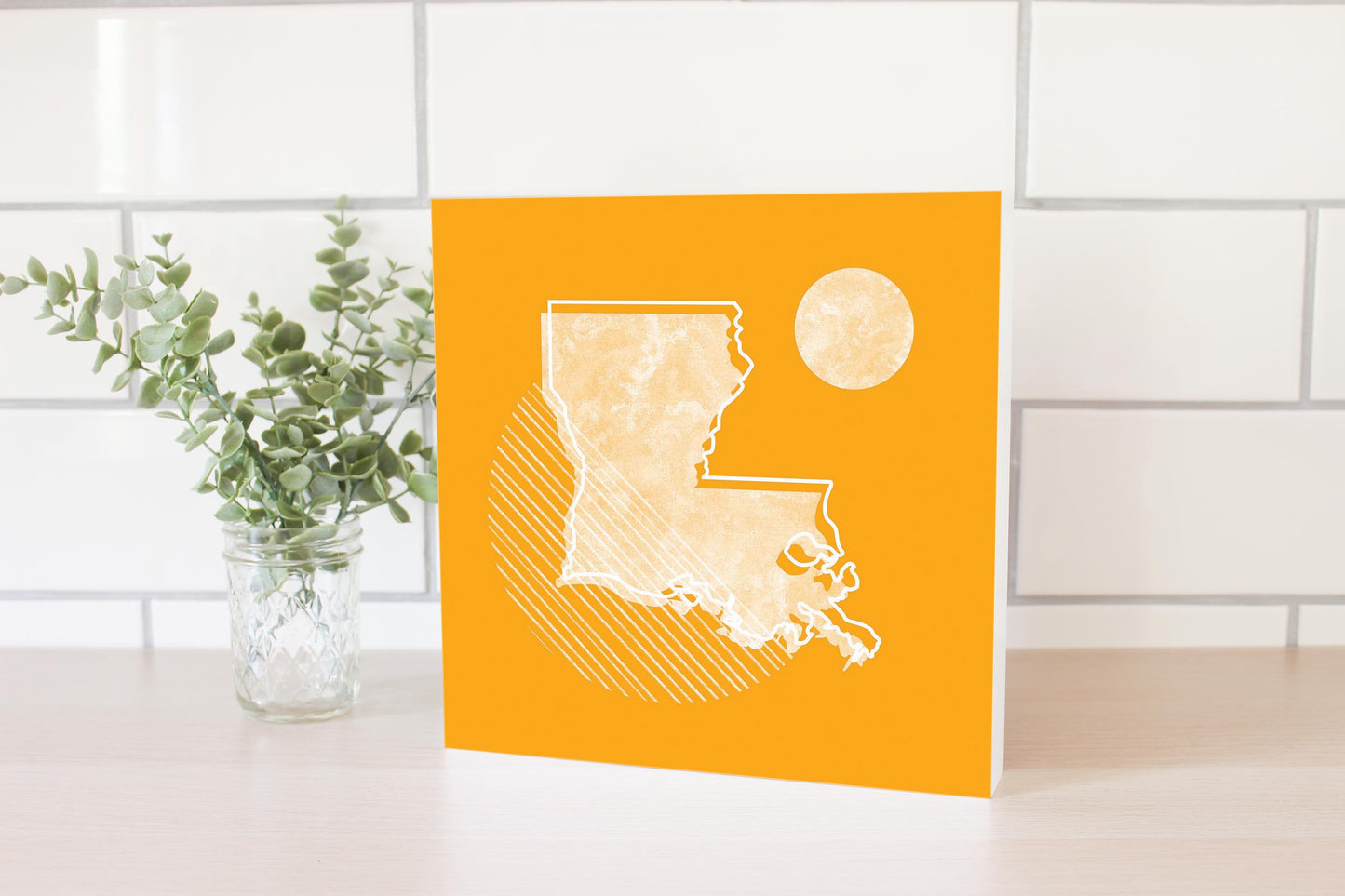 Bright Modern Geometric On Orange Louisiana | Wood Block | Eaches | Min 2