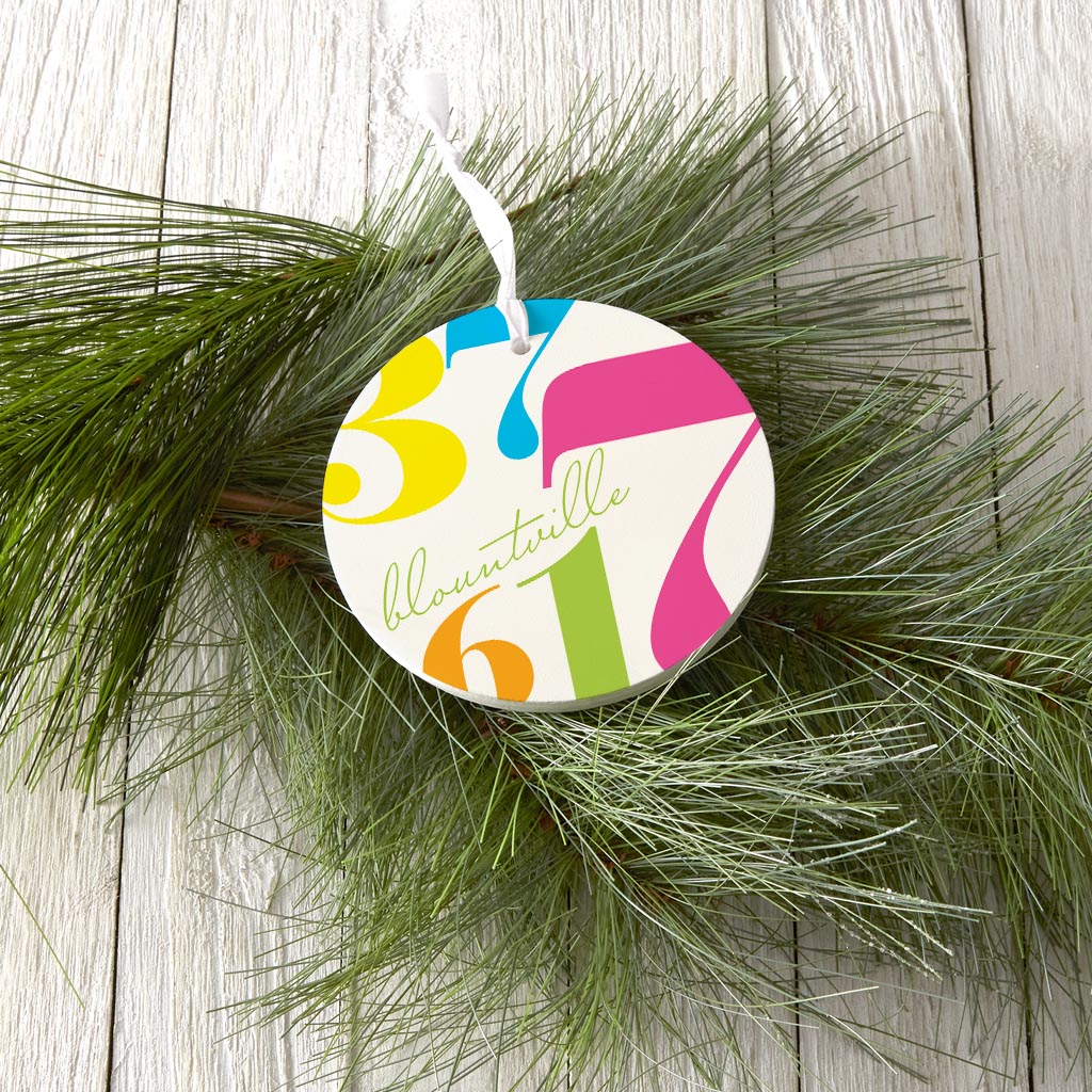 Bright Modern Color Block City Zip Tennessee Blountville | Wood Ornament | Eaches | Min 6