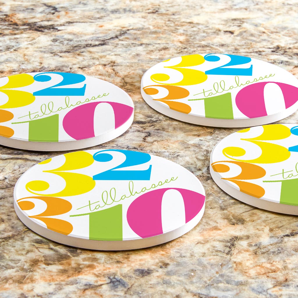 Bright Modern Color Block City Zip Florida Tallahassee | Absorbent Coasters | Set of 4 | Min 2