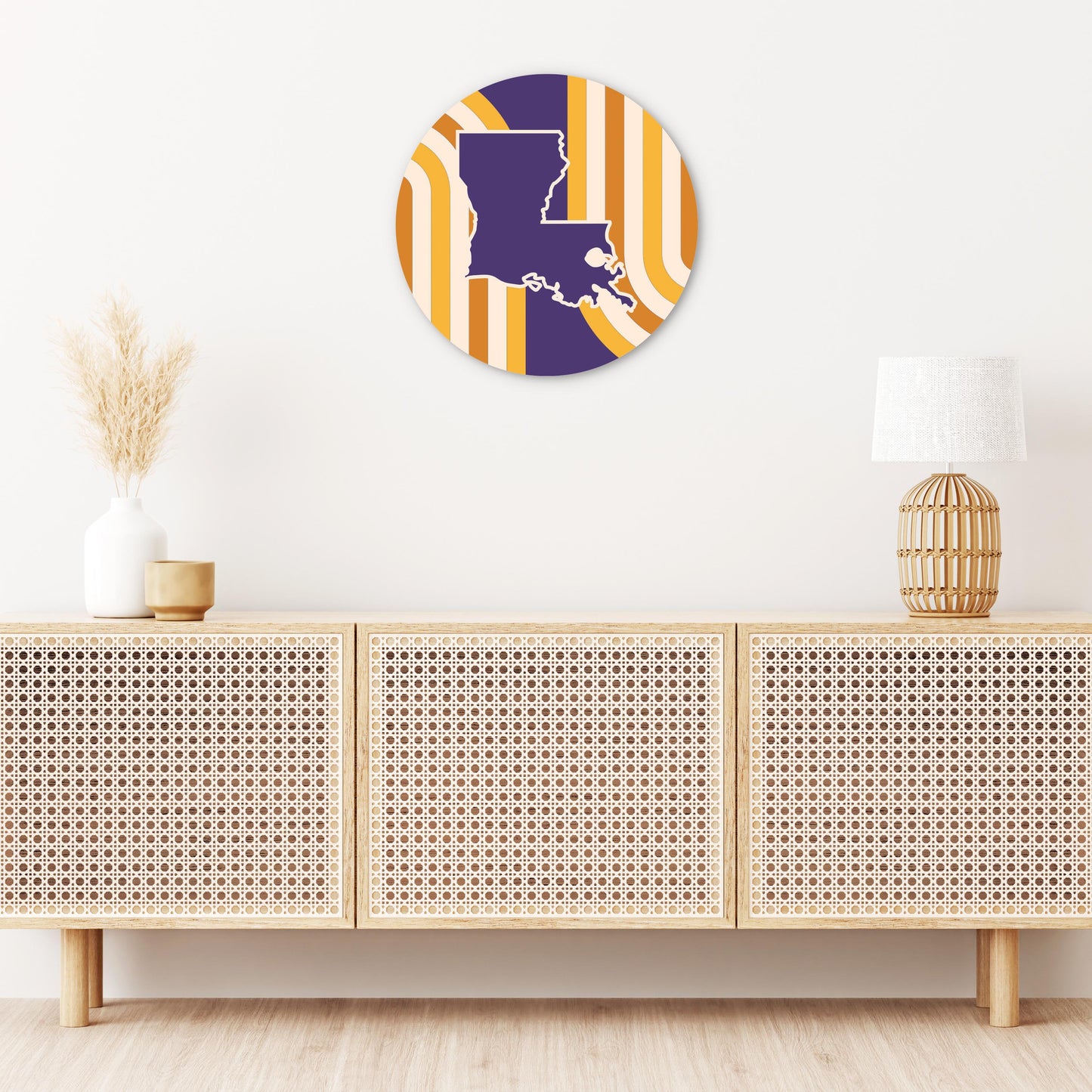 Purple Gold Louisiana Retro State Shape | Wood Sign | Eaches | Min 1