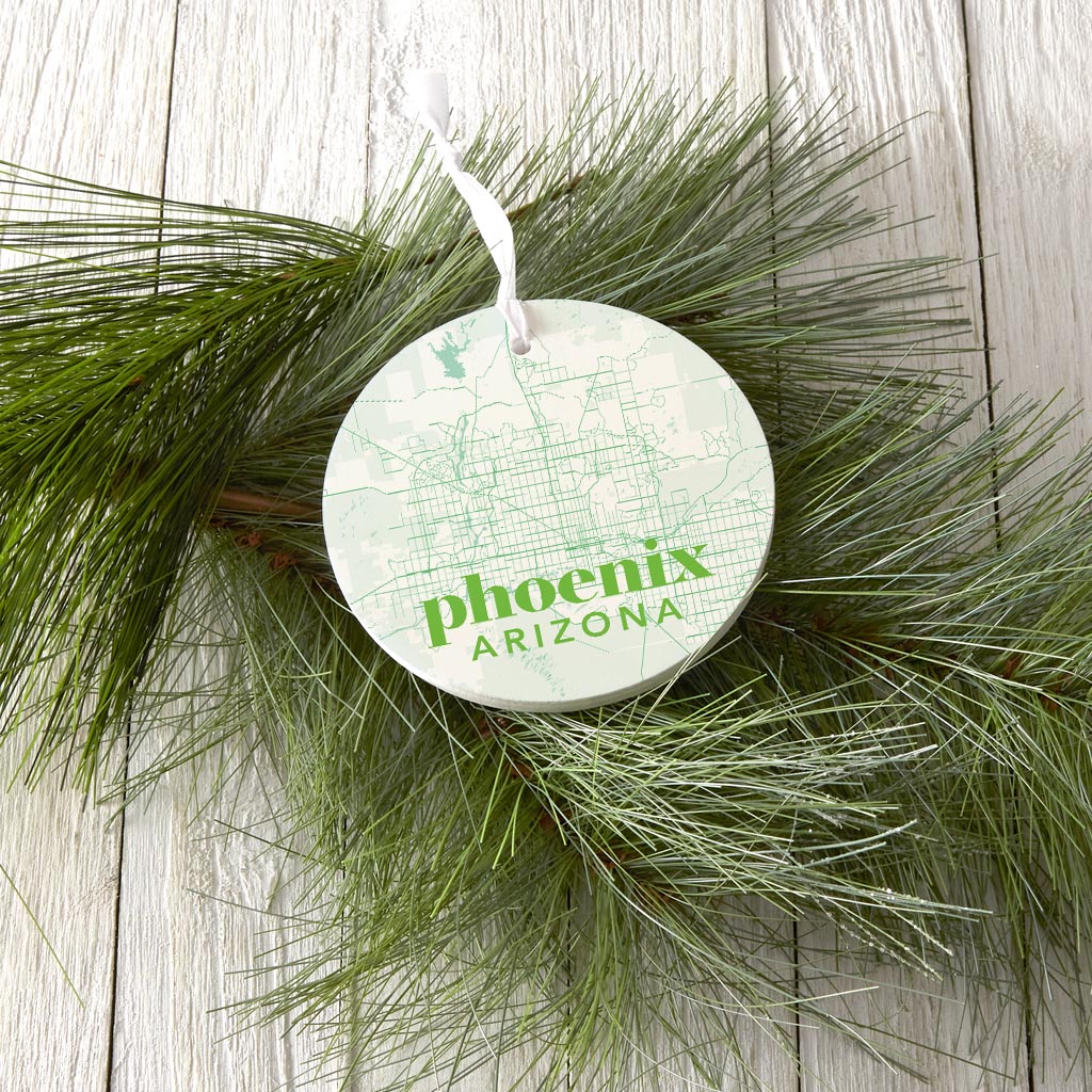 Bright Modern Green Map Arizona Phoenix | Wood Ornament | Eaches | Min 6