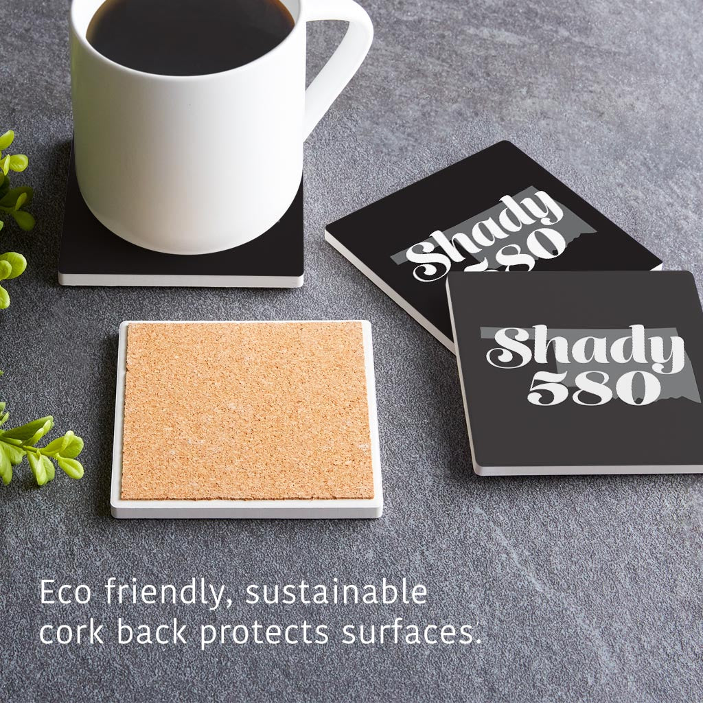 Minimalistic B&W Ardmore Ok Shady 580 Black | Absorbent Coasters | Set of 4 | Min 2