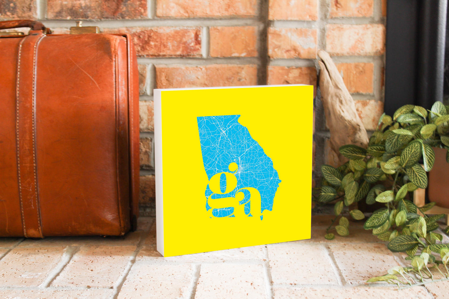 Bright Modern Abbreviated State Yellow Georgia | Wood Block | Eaches | Min 2