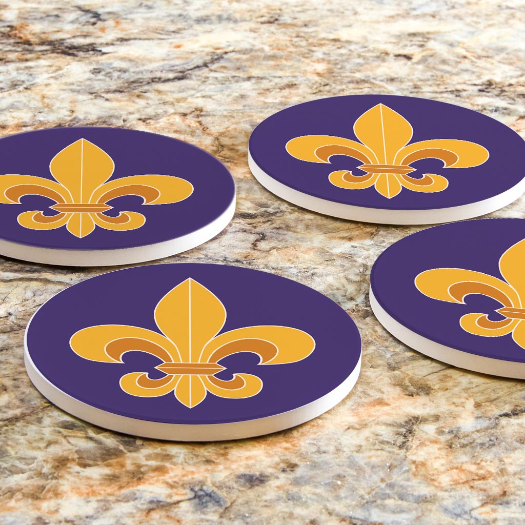 Purple Gold Louisiana Fleur De Lis | Absorbent Coasters | Set of 4 | Min 2