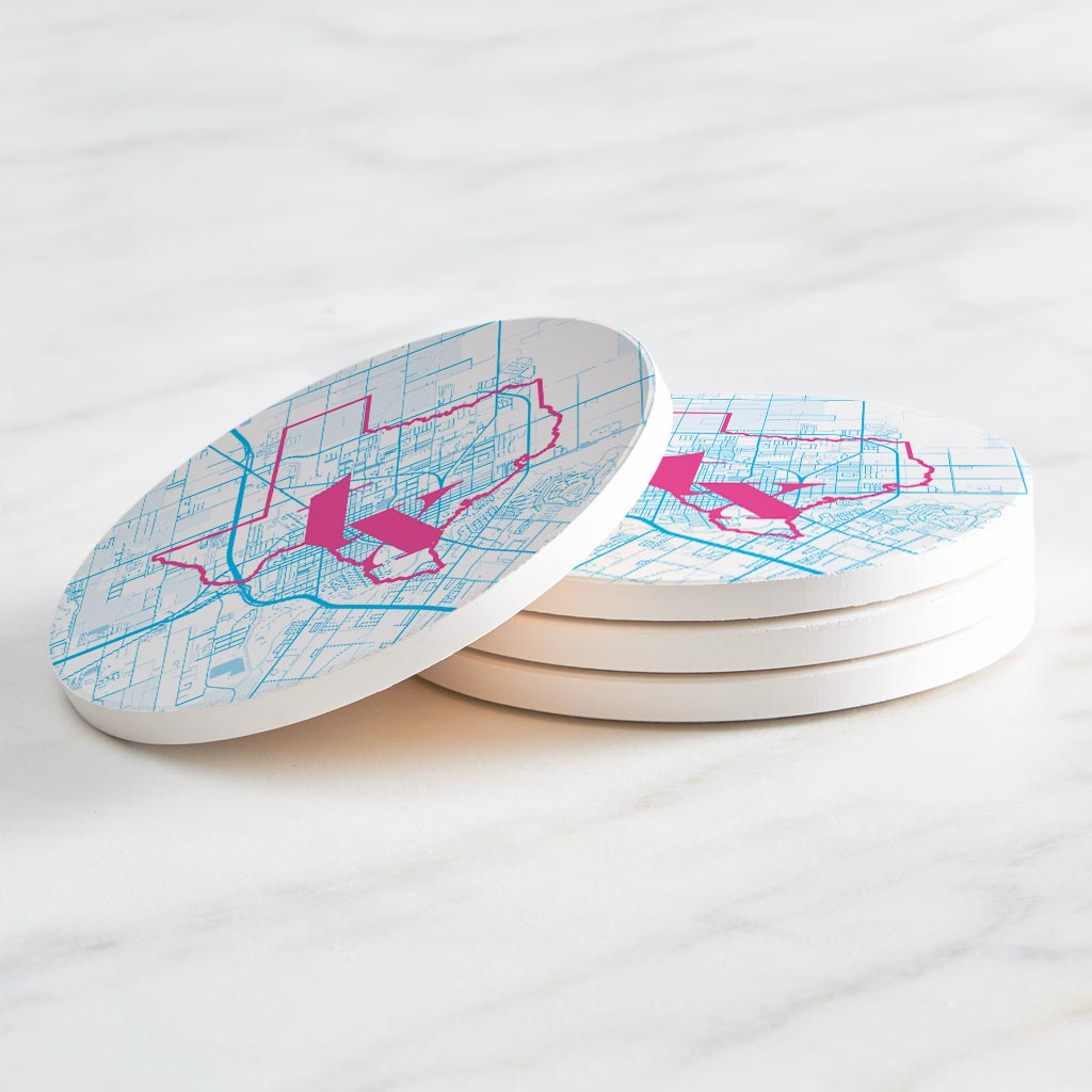 Bright Modern Abbreviated State Map Blue Texas Harlingen | Absorbent Coasters | Set of 4 | Min 2