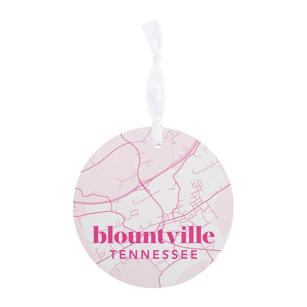 Bright Modern Pink Map Tennessee Blountville| Wood Ornament | Eaches | Min 6