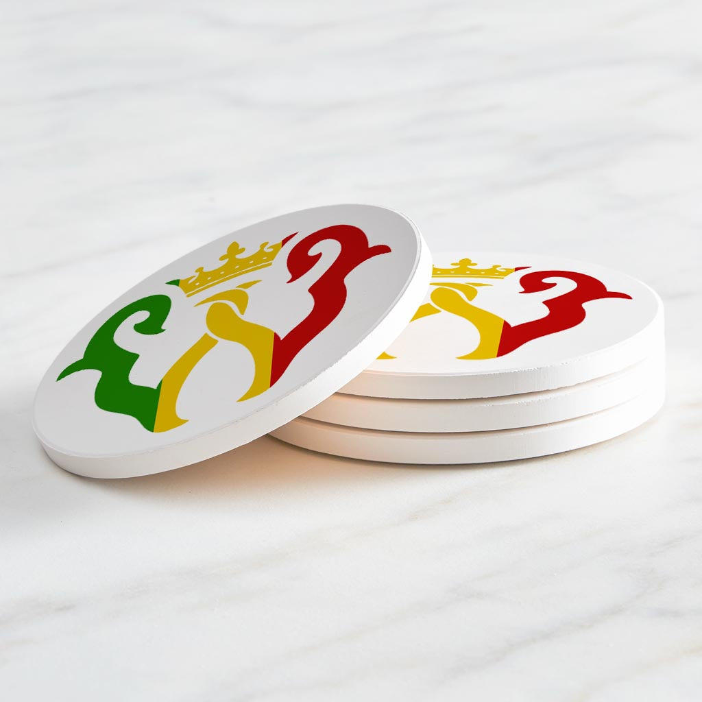 Circle Coasters W Rasta Crown Set of Four | 4x4