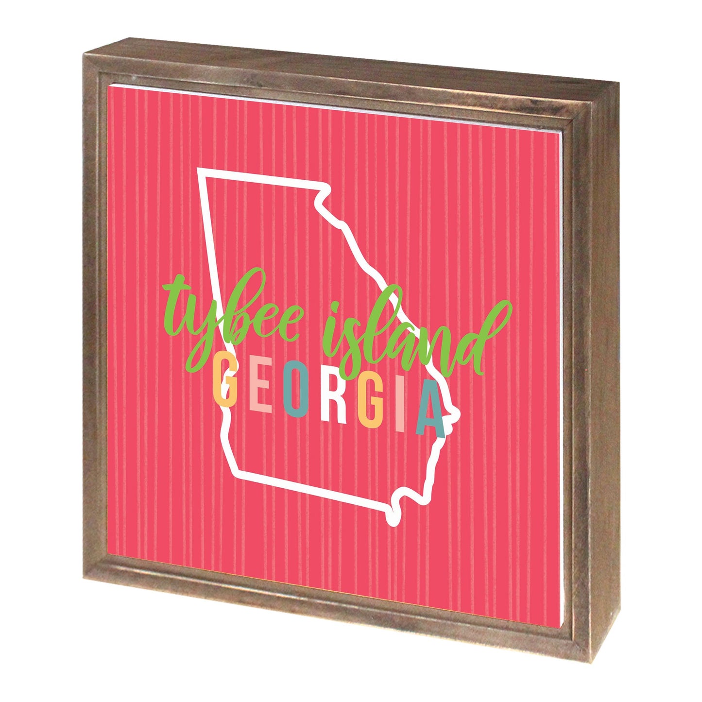 Boho Color State On Pink Georgia Tybee Island | Wood Sign | Eaches | Min 1