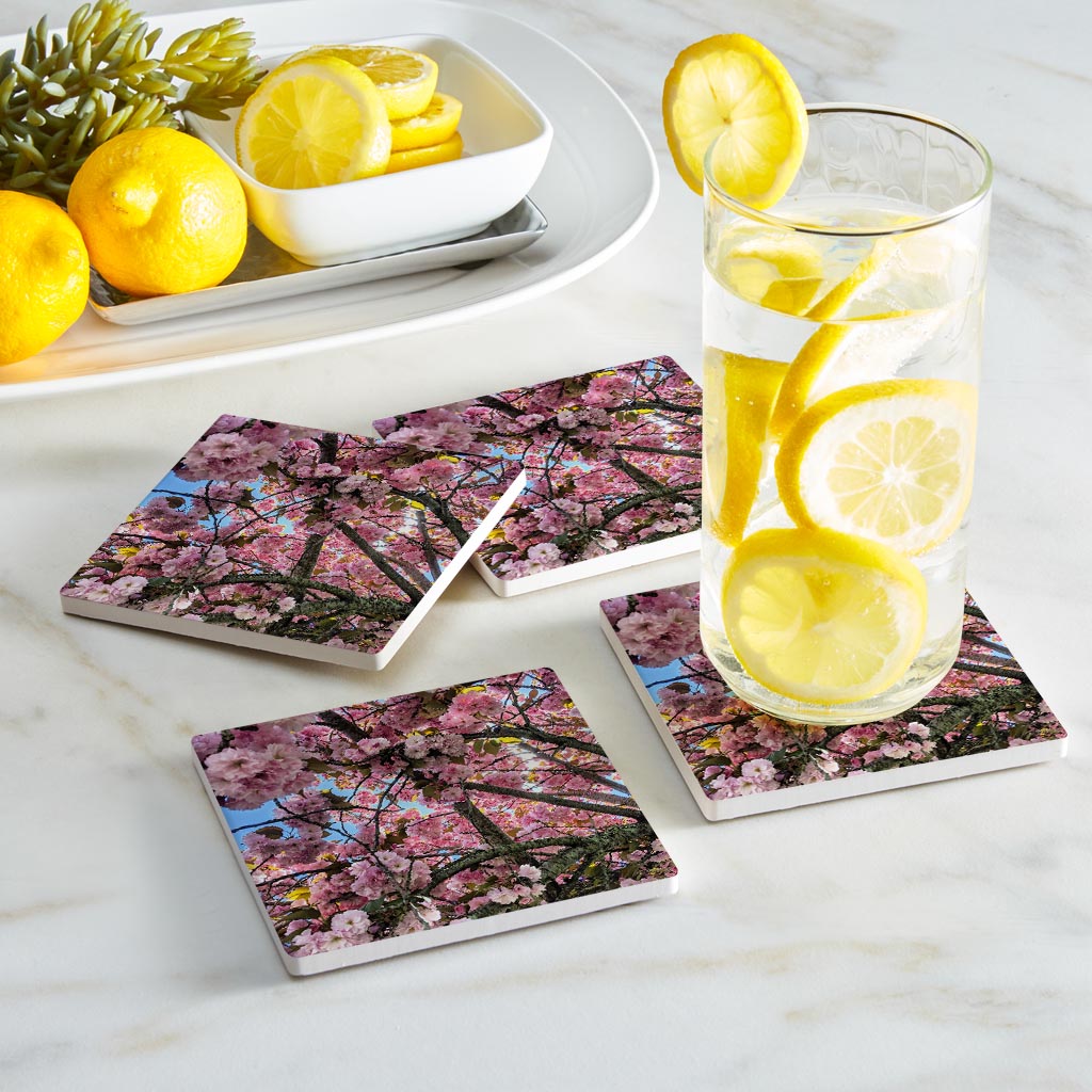 Monokian Cherry Blossoms | Absorbent Coasters | Set of 4 | Min 2