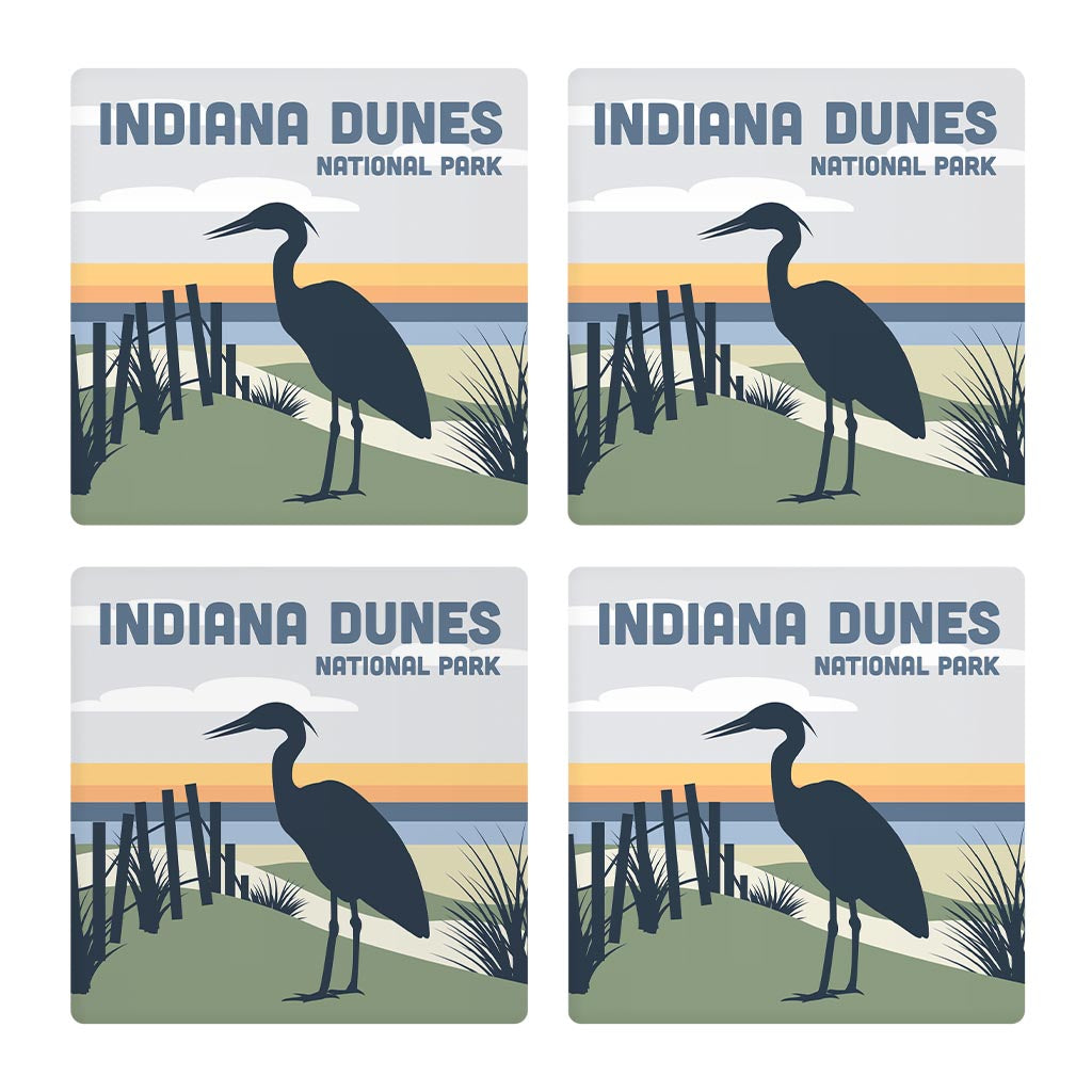 Indiana Dunes Heron Silhouette | Absorbent Coasters | Set of 4 | Min 2