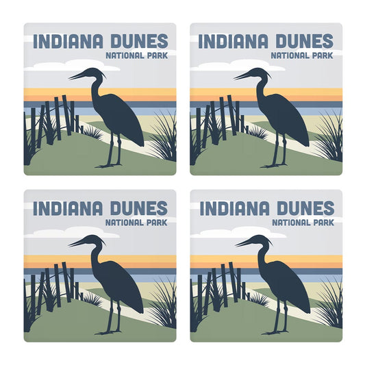 Indiana Dunes Heron Silhouette | Absorbent Coasters | Set of 4 | Min 2