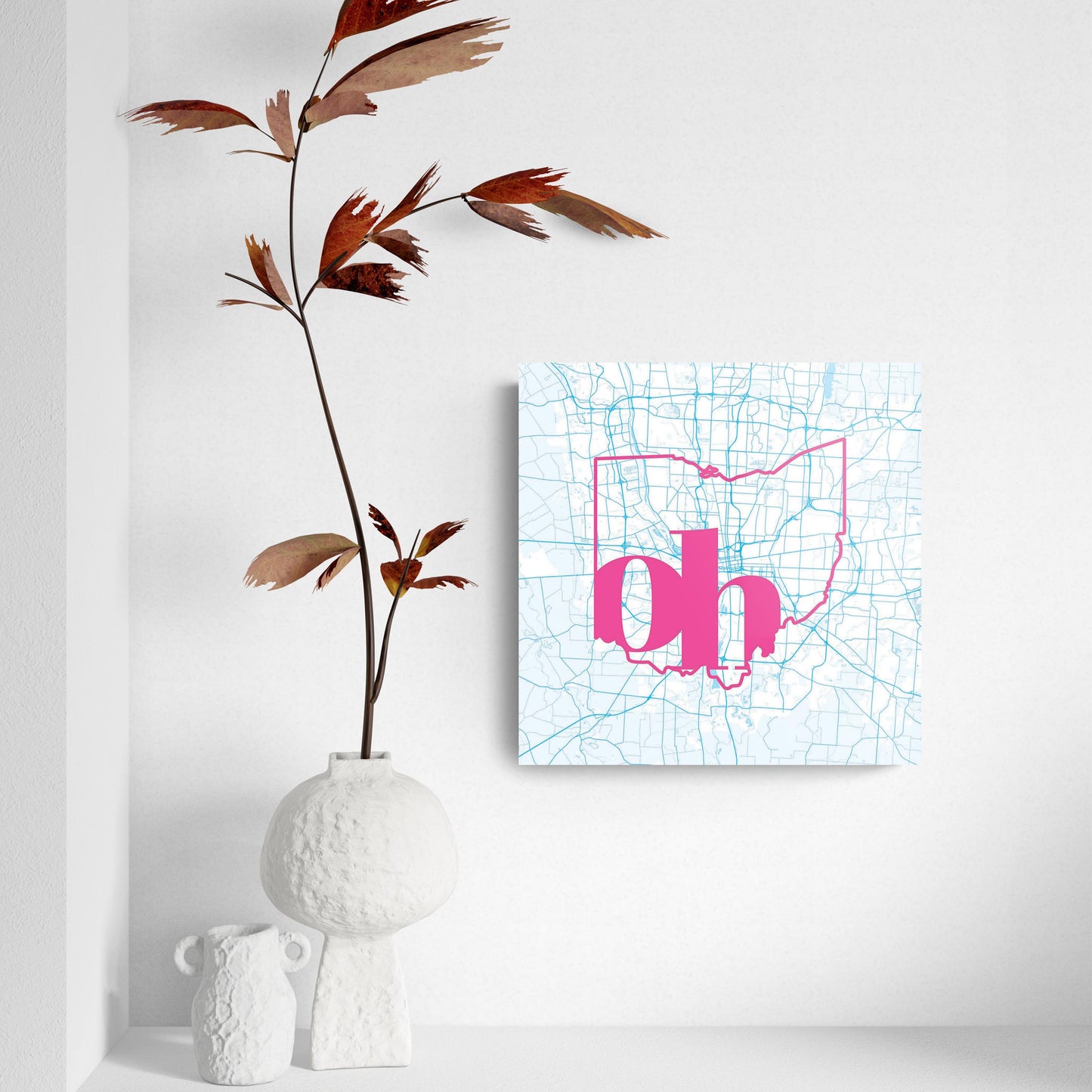 Bright Modern Abbreviated State Map Blue Ohio Columbus| Hi-Def Glass Art | Eaches | Min 2