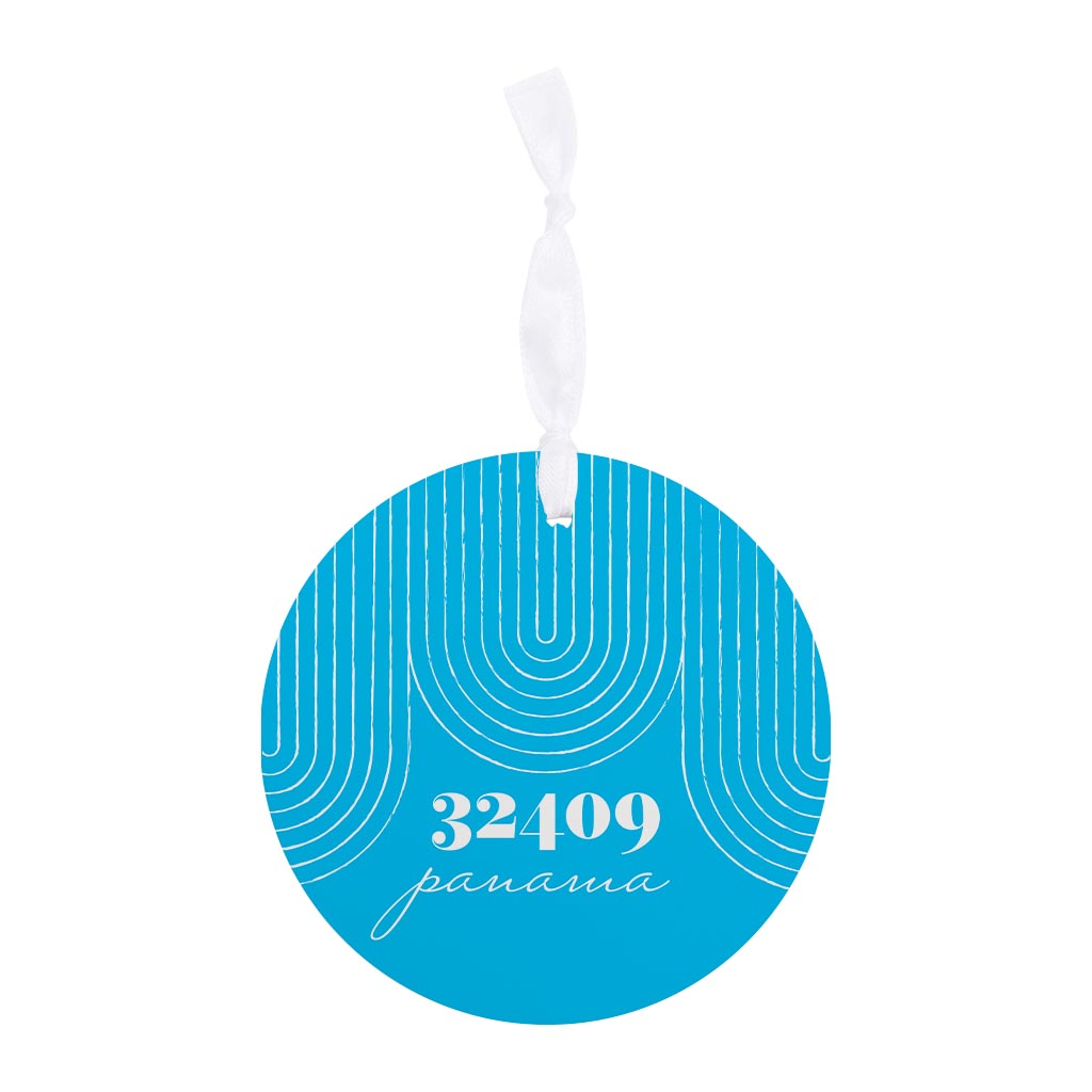 Bright Modern City Zip On Teal Florida Panama | Wood Ornament | Eaches | Min 6