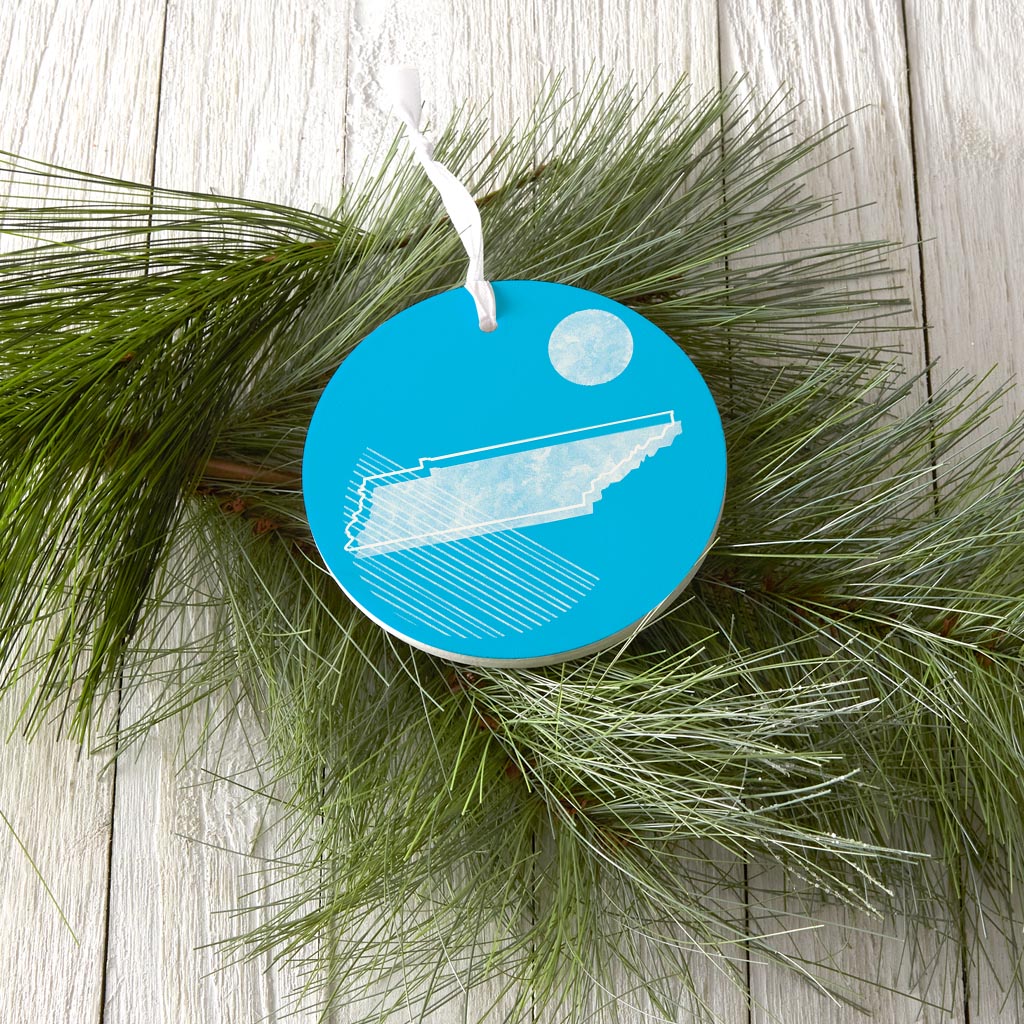 Bright Modern Geometric On Blue Tennessee| Wood Ornament | Eaches | Min 6