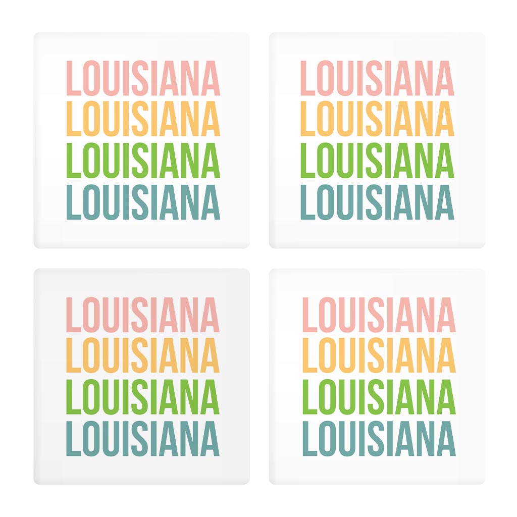 Boho Color Repeated State Name Louisiana| Absorbent Coasters | Set of 4 | Min 2