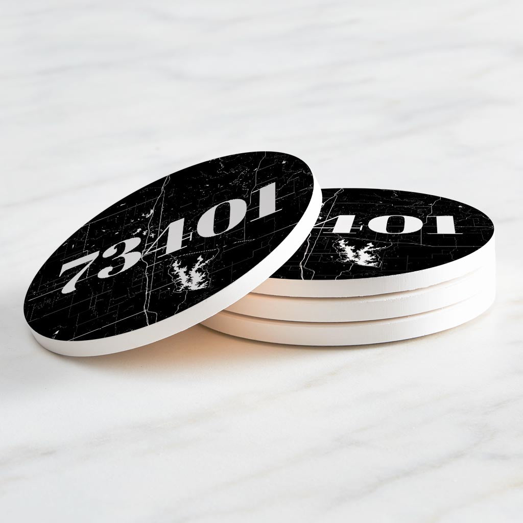 Minimalistic B&W Ardmore Ok 73401 Map | Absorbent Coasters | Set of 4 | Min 2