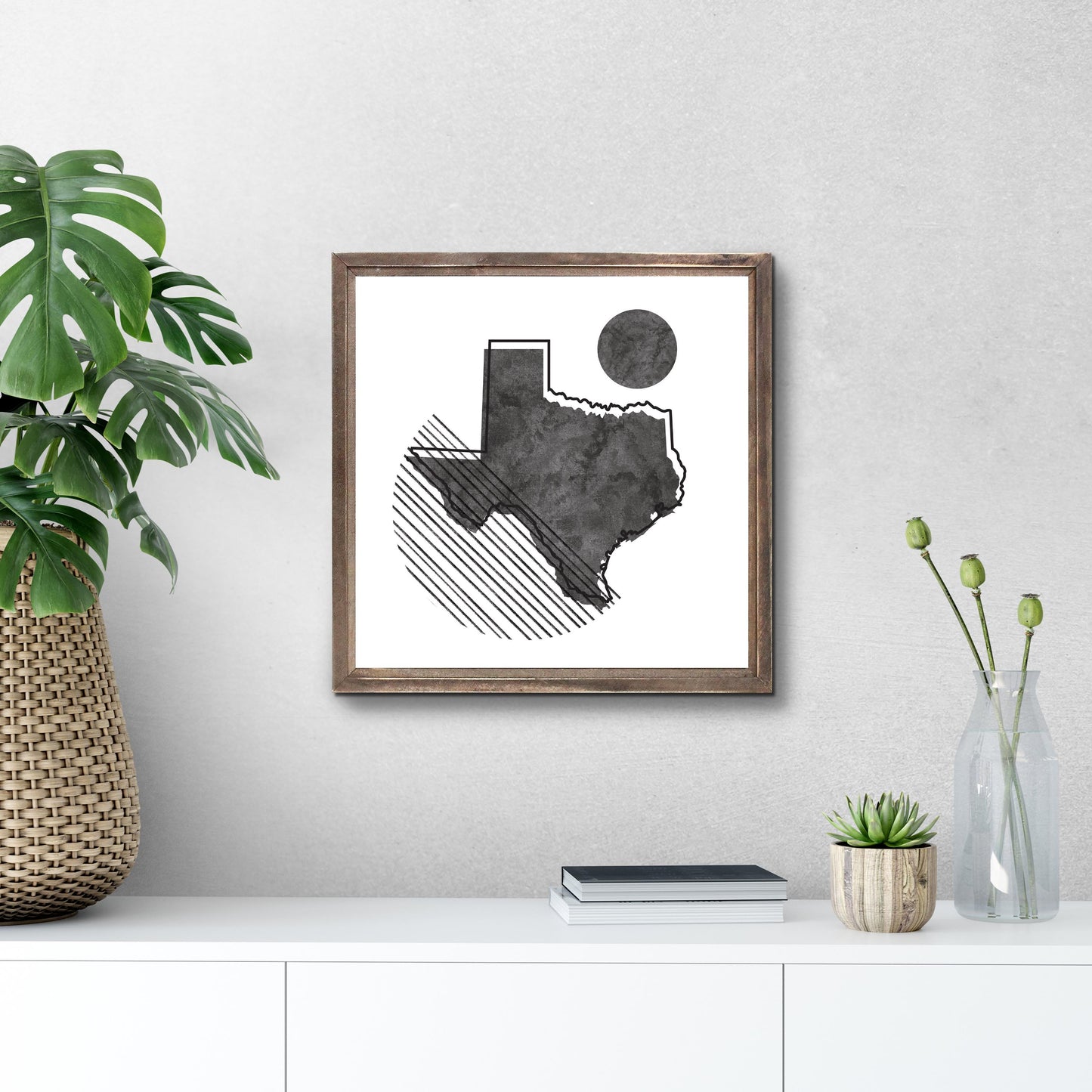 Black And White Geometric On White Texas | Wood Sign | Eaches | Min 1