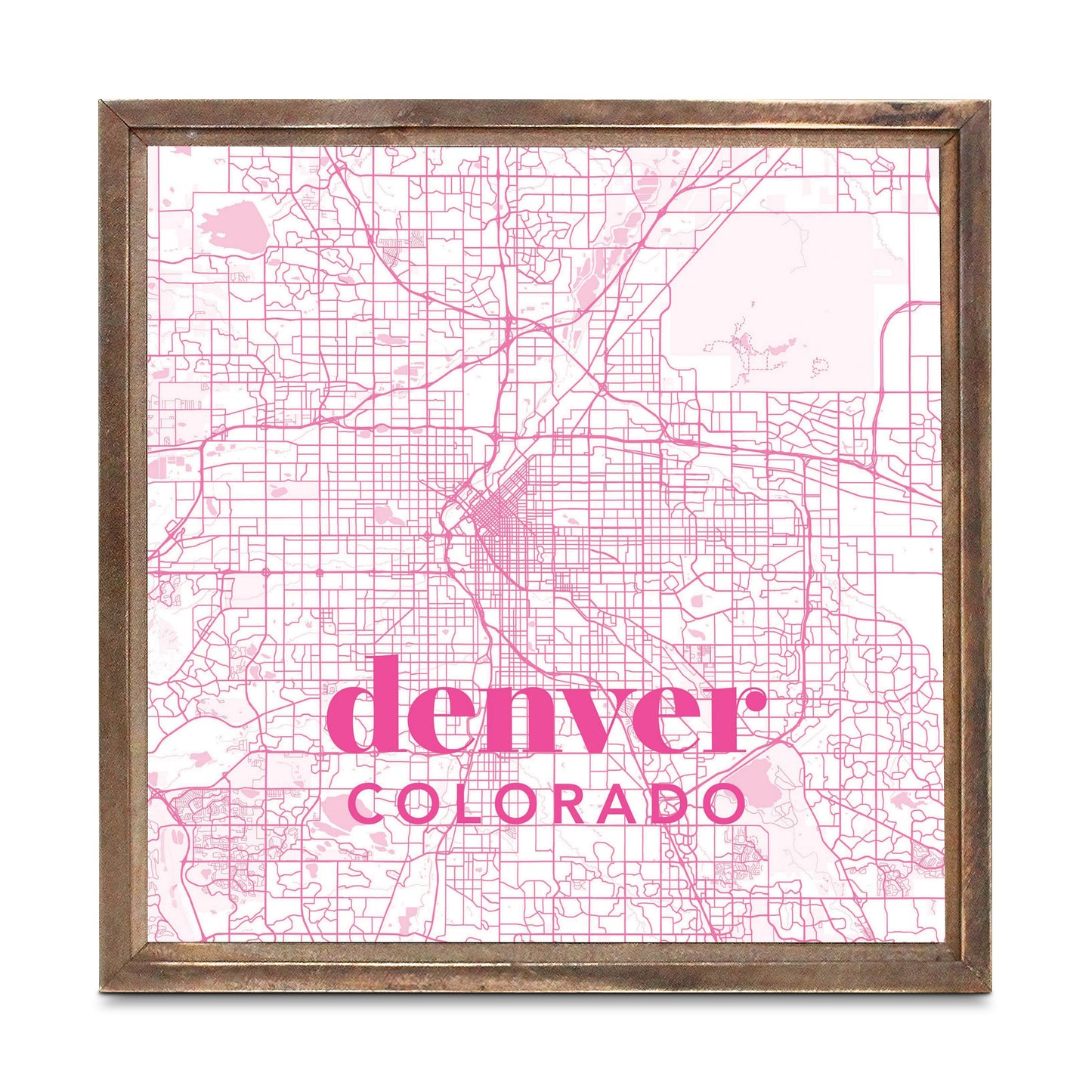 Bright Modern Pink Map Colorado Denver | Wood Sign | Eaches | Min 1