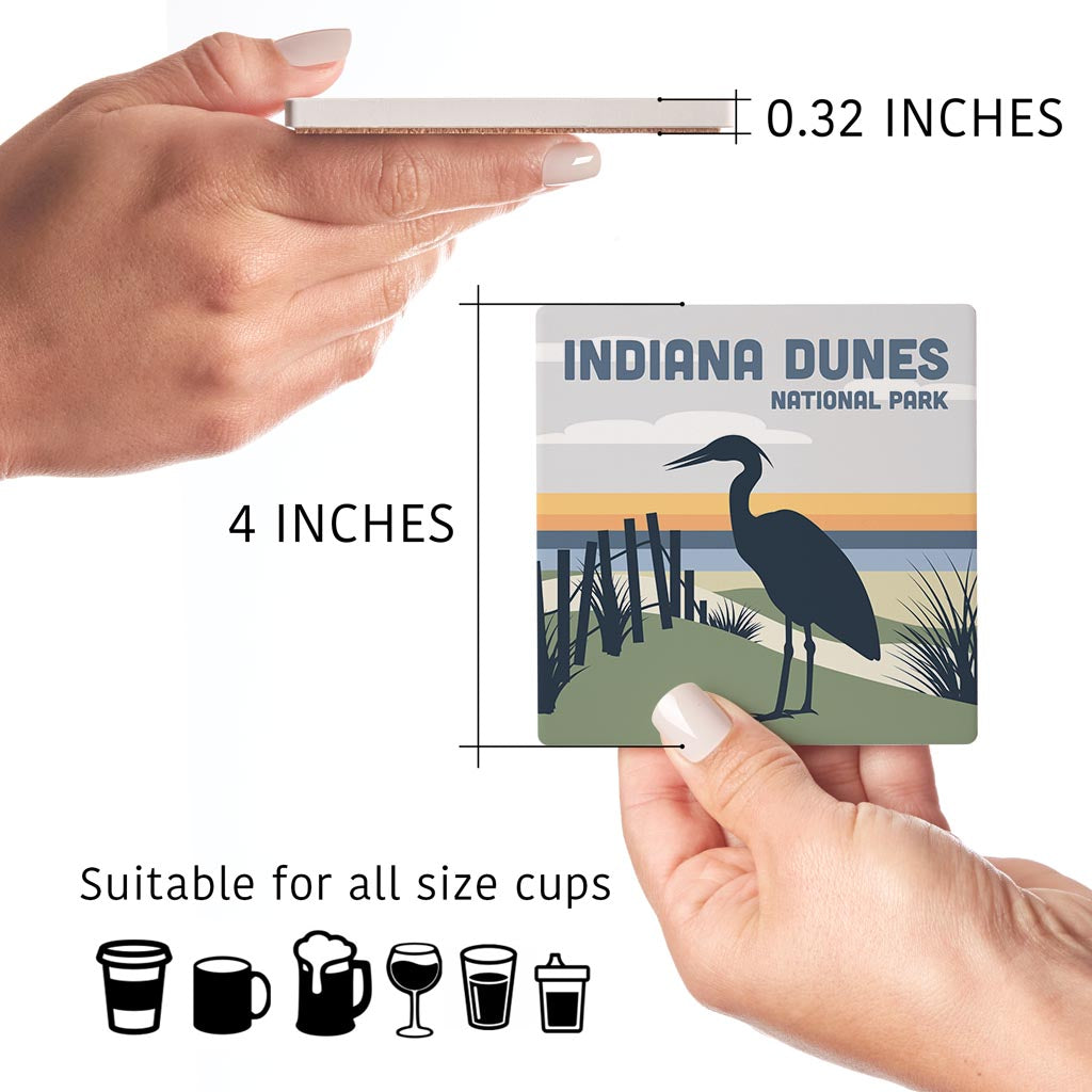 Indiana Dunes Heron Silhouette | Absorbent Coasters | Set of 4 | Min 2