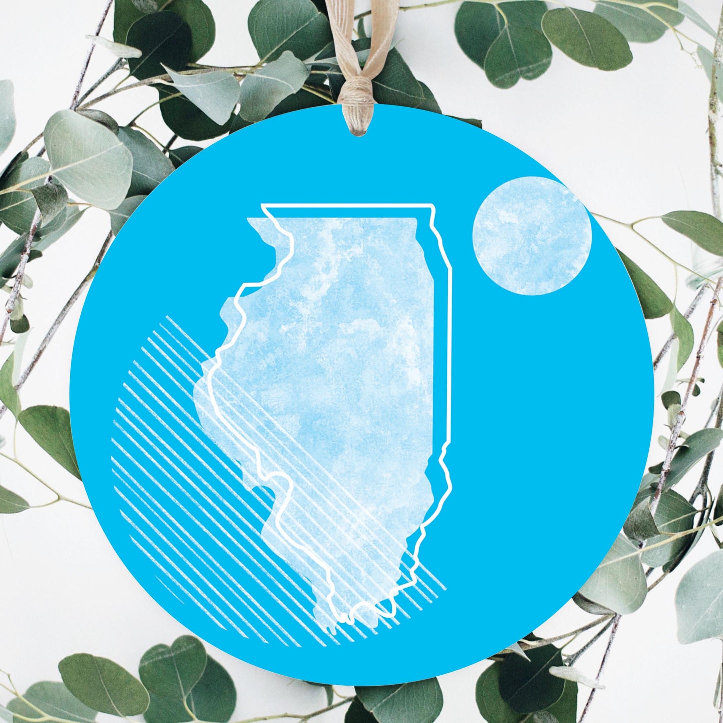 Bright Modern Geometric On Blue Georgia | Wood Ornament | Eaches | Min 1