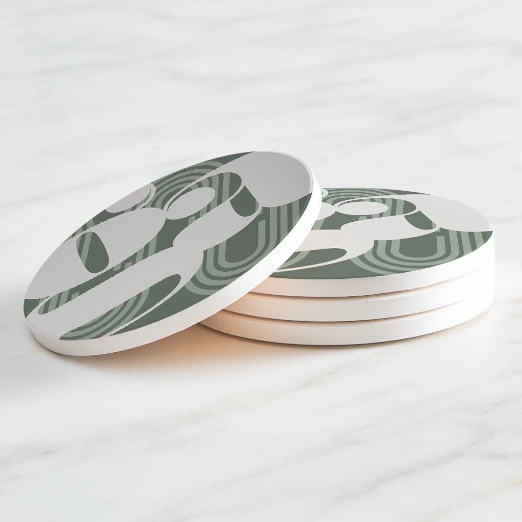 Vintage Groove Green Wave Lines Georgia Ga | Absorbent Coasters | Set of 4 | Min 2