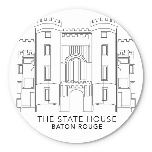 Minimalistic Baton Rouge State House | Wood Sign | Eaches | Min 1