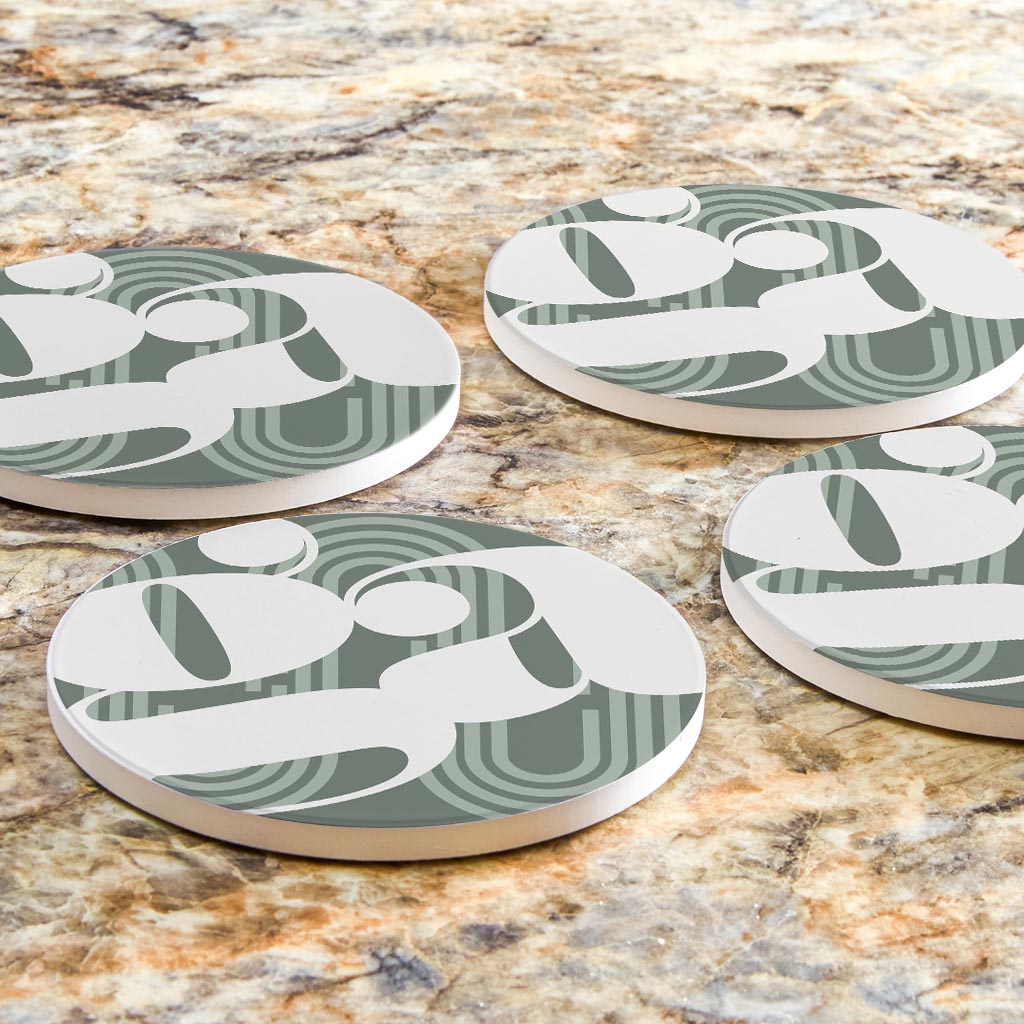 Vintage Groove Green Wave Lines Georgia Ga | Absorbent Coasters | Set of 4 | Min 2