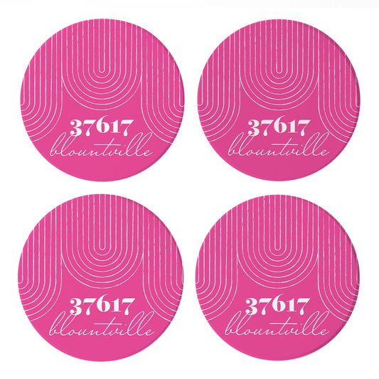 Bright Modern City Zip On Pink Tennessee Blountville | Absorbent Coasters | Set of 4 | Min 2